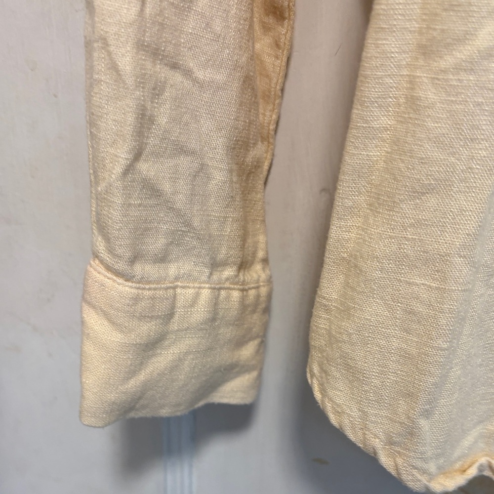 Miami Butter Yellow Linen Blend Button-Up Button Down Xsmall Shirt Xsmall - Picture 4 of 7